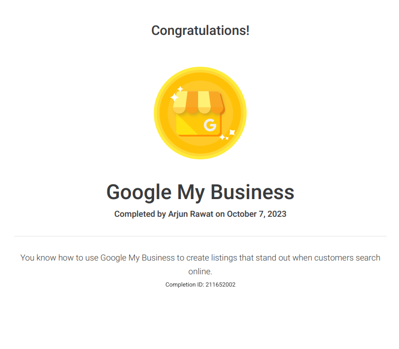 Google my business certification- growthwale, which shows are credibility